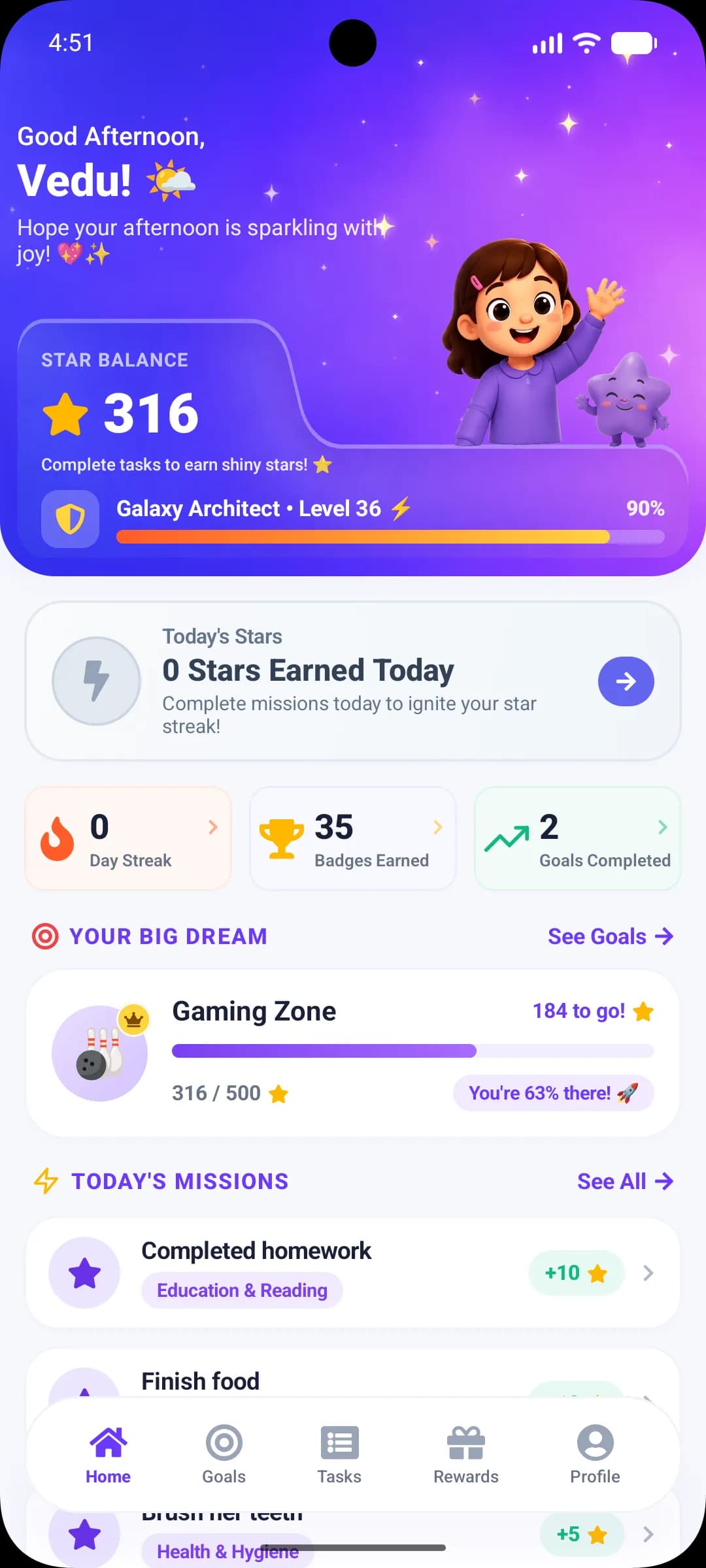 Sparkly Mobile Family Application Interface