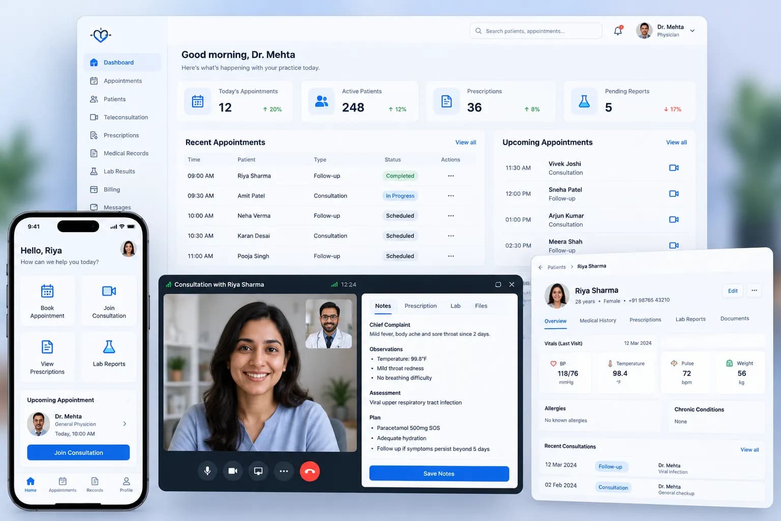 Secure Telehealth & Electronic Health Records Portal